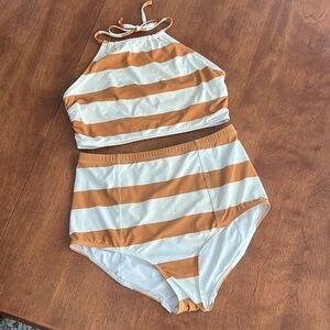 Kingdom & State two piece striped swimsuit